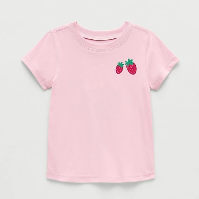Okie Dokie Toddler Girls Easy-on + Easy-off Sensory Friendly Round Neck Short Sleeve Adaptive Regular Fit Graphic T-Shirt