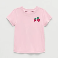 Okie Dokie Toddler Girls Easy-on + Easy-off Sensory Friendly Round Neck Short Sleeve Adaptive Regular Fit Graphic T-Shirt