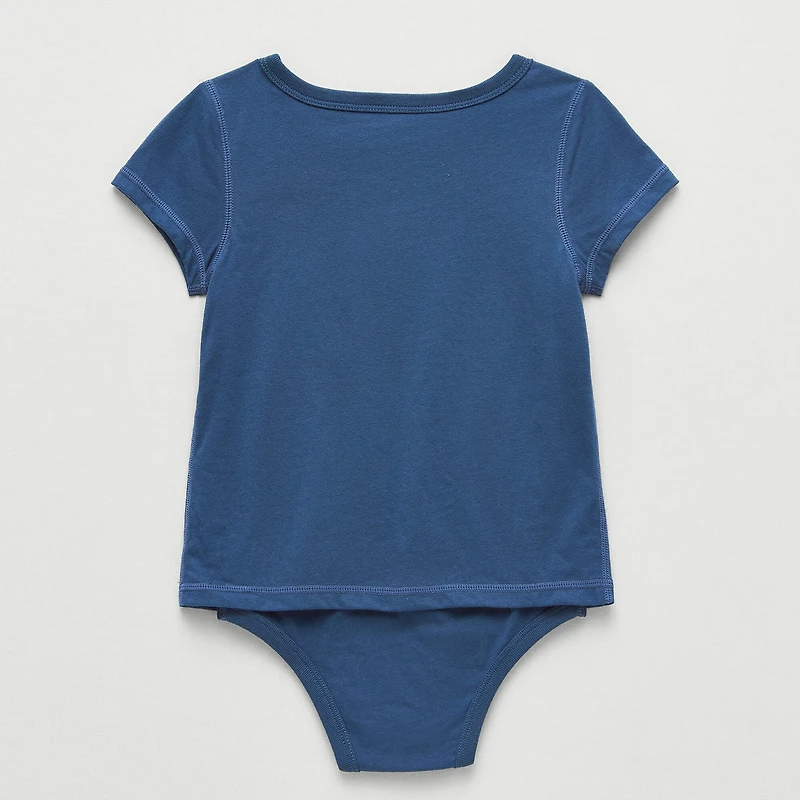 Okie Dokie Toddler Girls Hidden Access Opening Adaptive Round Neck Short Sleeve Bodysuit
