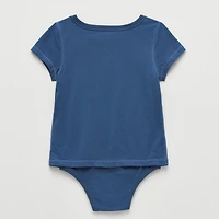 Okie Dokie Toddler Girls Hidden Access Opening Adaptive Round Neck Short Sleeve Bodysuit