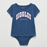 Okie Dokie Toddler Girls Hidden Access Opening Adaptive Round Neck Short Sleeve Bodysuit
