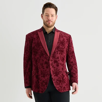 J. Ferrar Evening Edition Mens Big and Tall Floral STRETCH FABRIC Regular Fit Tuxedo Jacket