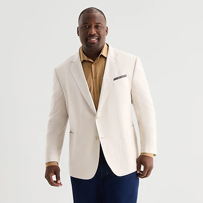 Stafford Linen Cotton Mens Big and Tall Classic Fit Linen Sport Coat