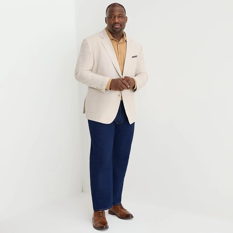 Stafford Linen Cotton Mens Big and Tall Classic Fit Linen Sport Coat