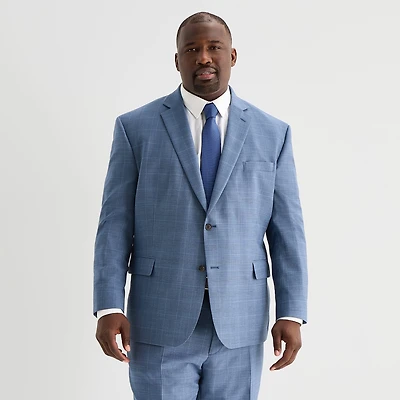 Stafford Coolmax All Season Ecomade Mens Regular Fit Plaid Big and Tall Suit Jacket