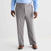 Stafford Coolmax All Season Ecomade Mens Big and Tall Classic Fit Plaid Flat Front Suit Pant