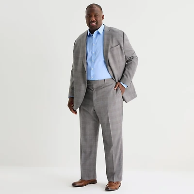 Stafford Coolmax All Season Ecomade Mens Big and Tall Classic Fit Plaid Flat Front Suit Pant