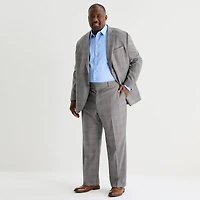 Stafford Coolmax All Season Ecomade Mens Big and Tall Classic Fit Plaid Flat Front Suit Pant