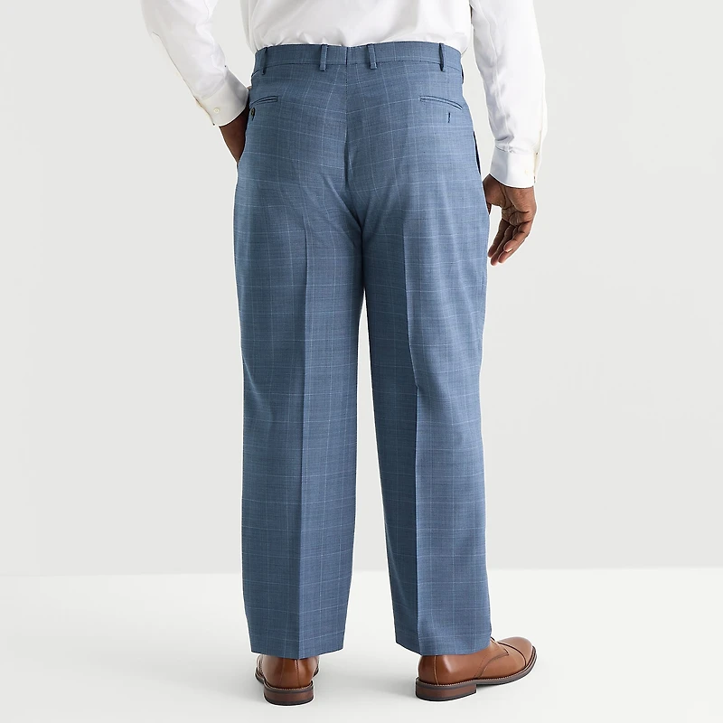 Stafford Coolmax All Season Ecomade Mens Big and Tall Regular Fit Plaid Flat Front Suit Pant