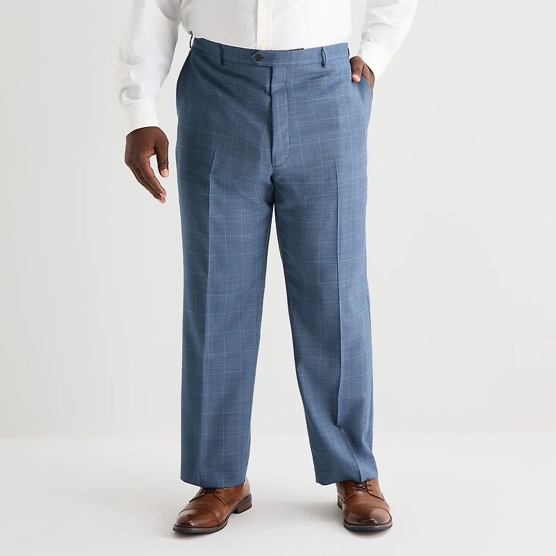Stafford Coolmax All Season Ecomade Mens Big and Tall Regular Fit Plaid Flat Front Suit Pant