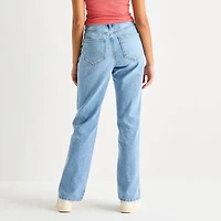 Arizona Womens Juniors High Rise Stretch Fabric Straight Leg Jean