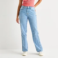 Arizona Womens Juniors High Rise Stretch Fabric Straight Leg Jean