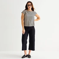 Liz Claiborne Womens Boat Neck Short Sleeve T-Shirt