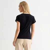 Liz Claiborne Womens V Neck Short Sleeve T-Shirt