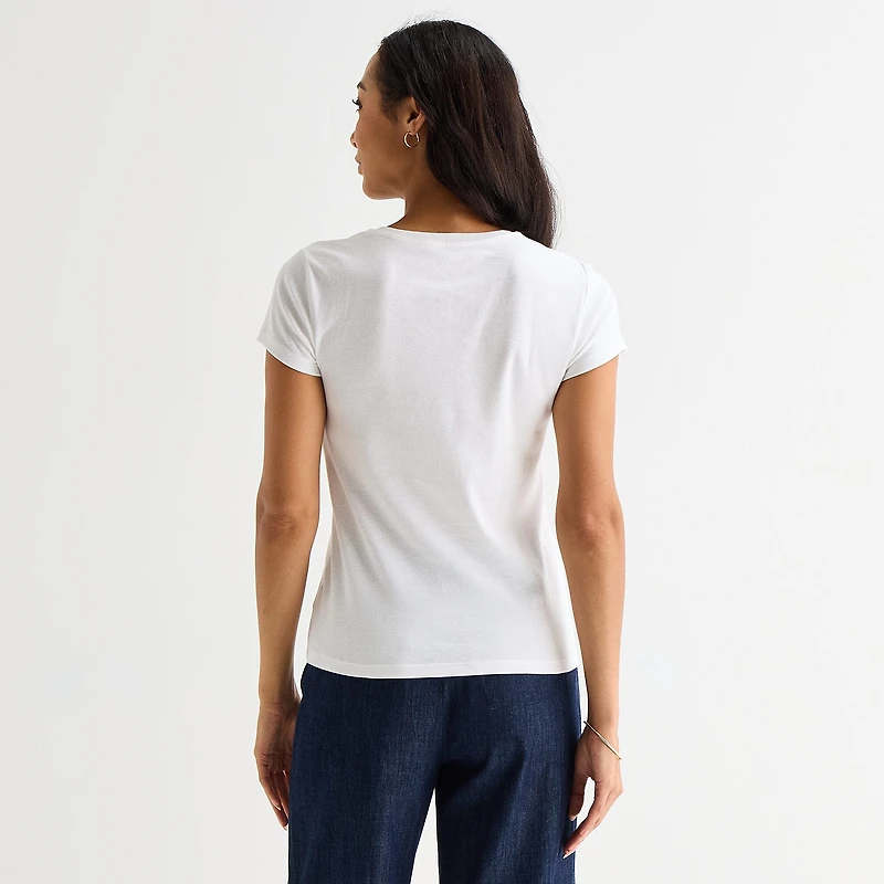 Liz Claiborne Womens V Neck Short Sleeve T-Shirt