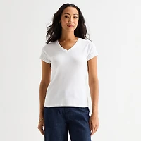 Liz Claiborne Womens V Neck Short Sleeve T-Shirt