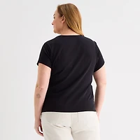 Liz Claiborne Womens Plus V Neck Short Sleeve T-Shirt