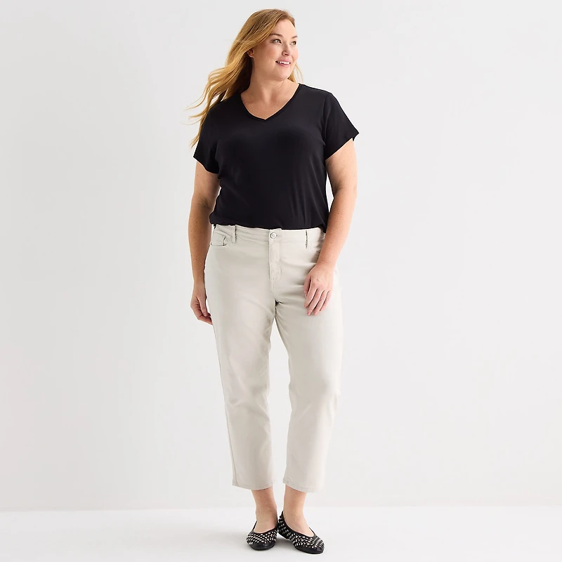 Liz Claiborne Womens Plus V Neck Short Sleeve T-Shirt