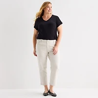 Liz Claiborne Womens Plus V Neck Short Sleeve T-Shirt