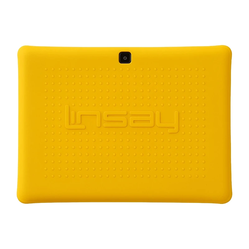 LINSAY® 10.1 Octa Core 128Gb Android 15 Tablet Kids Yellow Back Case
