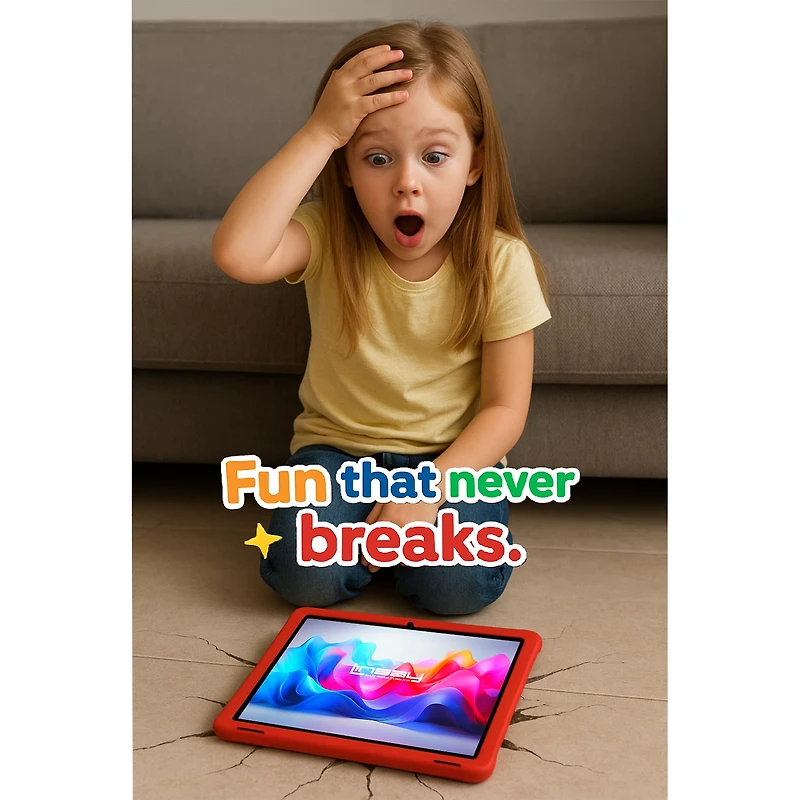 LINSAY® 10.1 Octa Core 128Gb Android 15 Tablet Kids Red