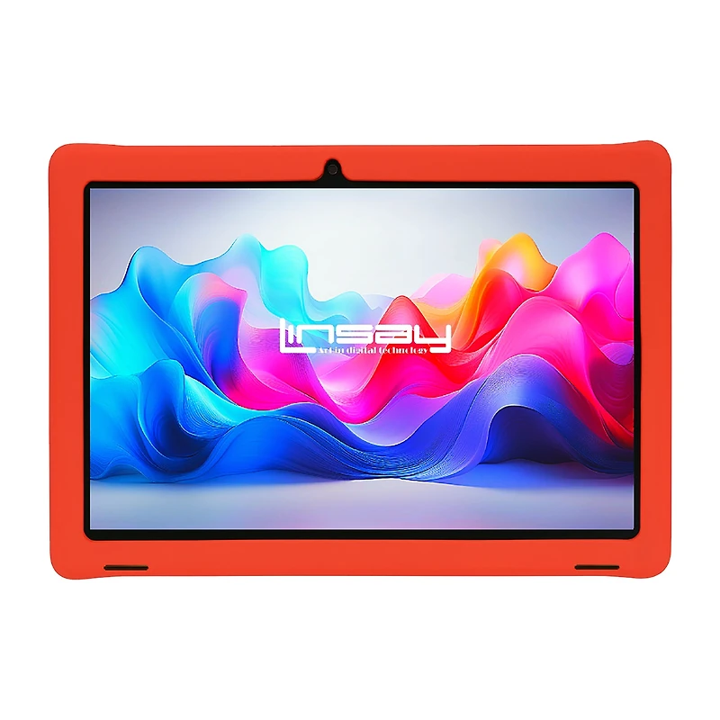 LINSAY® 10.1 Octa Core 128Gb Android 15 Tablet Kids Red