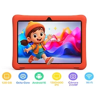 LINSAY® 10.1 Octa Core 128Gb Android 15 Tablet Kids Red