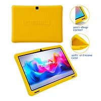 LINSAY® 10.1 Octa Core 128Gb Android 15 Tablet Kids Yellow Led
