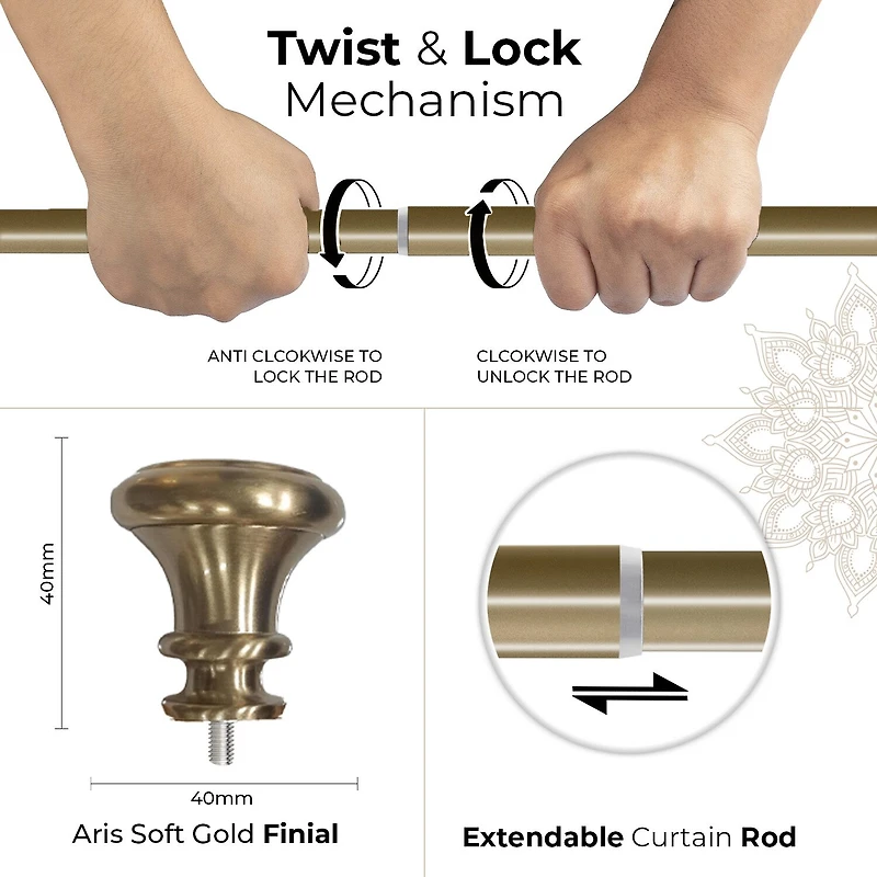 Deco Window Soft Gold Program 1 IN Curtain Rod