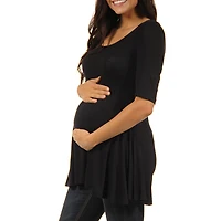 24/7 Comfort Apparel-Maternity Womens Scoop Neck Short Sleeve Tunic Top