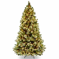 National Tree Co. Wintry Pine 7 1/2 Foot Pre-Lit Flocked Pine Christmas Tree