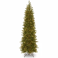 National Tree Co. Grande Fir Pencil Slim Hinged 7 1/2 Foot Pre-Lit Fir Christmas Tree