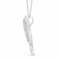 Seahorse Womens Diamond Accent Lab Created White Opal Sterling Silver 18 Inch Pendant Necklace