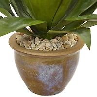 Agave Artificial Plant in Glazed Clay Pot
