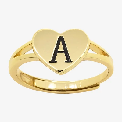 Sparkle Allure Initial Womens 2MM 14K Gold Over Brass Heart Band