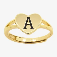 Sparkle Allure Initial Womens 2MM 14K Gold Over Brass Heart Band