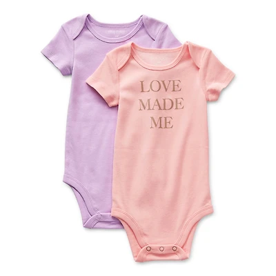 Okie Dokie Baby Girls Crew Neck Short Sleeve Rib 2-pc. Bodysuit