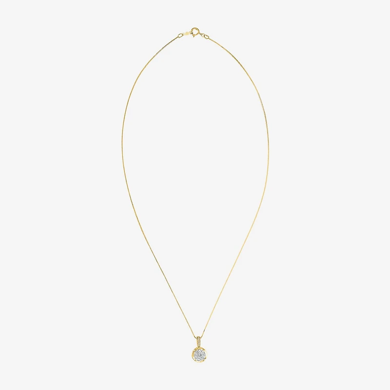 Diamond Blossom Womens 1/4 CT. T.W. Natural White Diamond 10K Gold Round 18 Inch Pendant Necklace