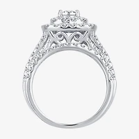 2 CT.T.W. Natural Diamond Cushion Shape Side Stone Halo Bridal Set 10K or 14K White Gold