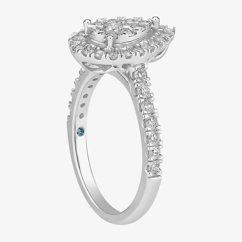 Signature By Modern Bride Womens 1 CT. T.W. Natural White Diamond 10K White Gold Pear Side Stone Halo Bridal Set
