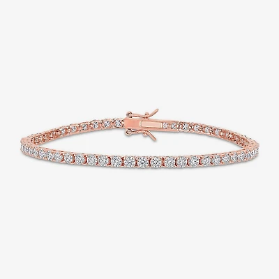 Womens 5 CT. T.W. Lab Created White Moissanite 18K Rose Gold Over Silver Tennis Bracelet