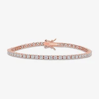 Womens 5 CT. T.W. Lab Created White Moissanite 18K Rose Gold Over Silver Tennis Bracelet