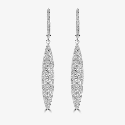 Diamonart Womens Cubic Zirconia Sterling Silver Curved Drop Earrings