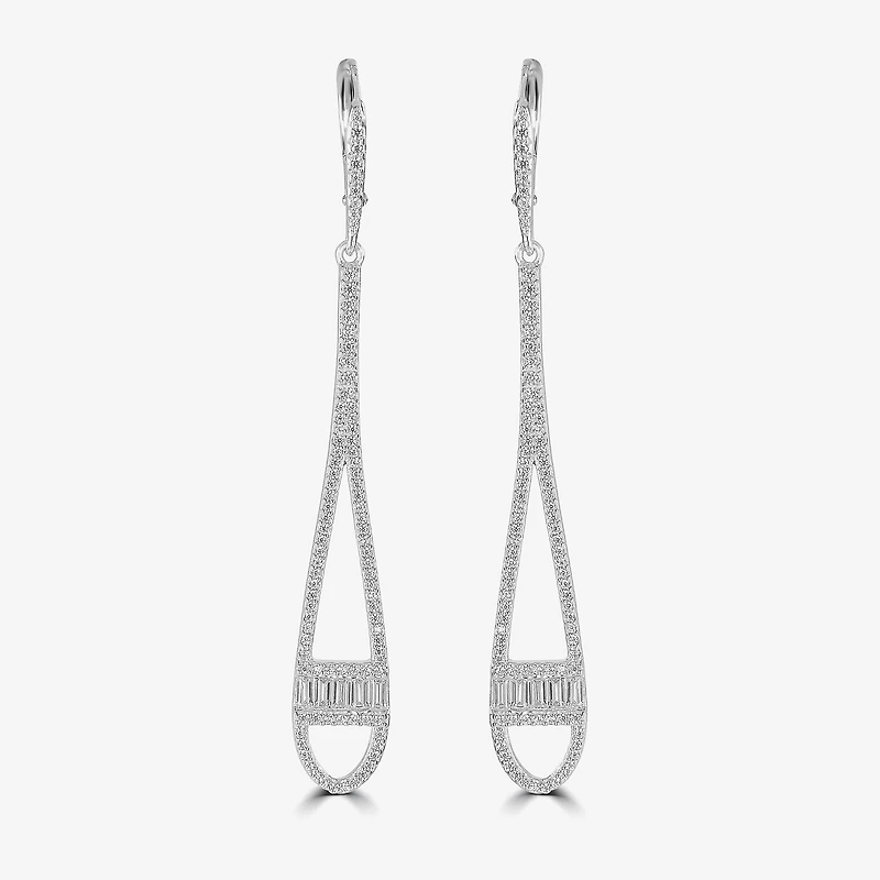 Diamonart Womens Cubic Zirconia Sterling Silver Drop Earrings