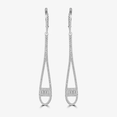 Diamonart Womens Cubic Zirconia Sterling Silver Drop Earrings