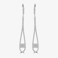 Diamonart Womens Cubic Zirconia Sterling Silver Drop Earrings