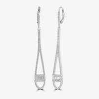 Diamonart Womens Cubic Zirconia Sterling Silver Drop Earrings