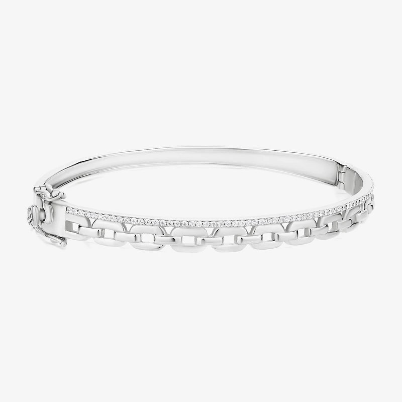 Diamonart Womens Cubic Zirconia Sterling Silver Round Bangle Bracelet