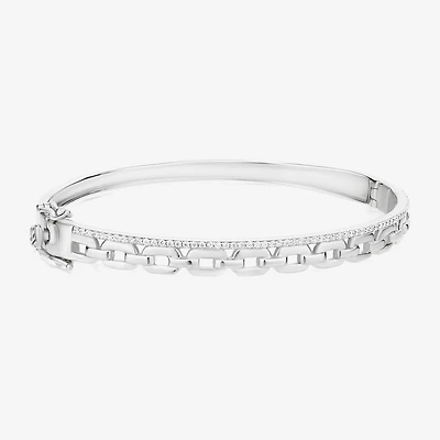 Diamonart Womens Cubic Zirconia Sterling Silver Round Bangle Bracelet