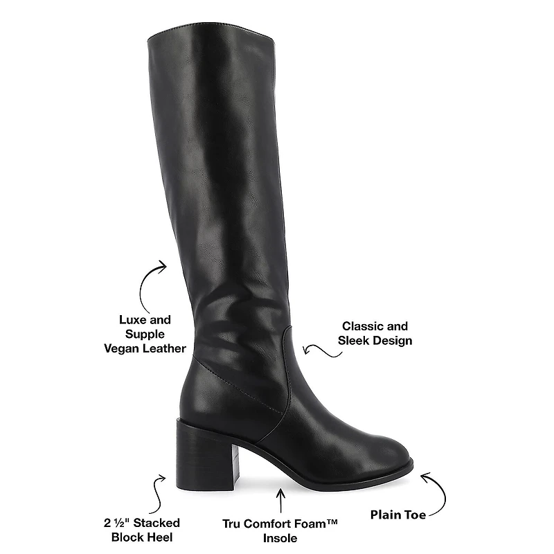 Journee Collection Womens Romilly Stacked Heel Dress Boots